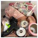 Crafting Lot with Fabrics, Faux Flowers, and More