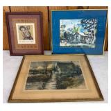 Framed Art Prints Including Tavern and Claude Duva