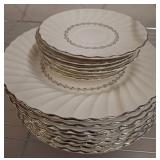 White Plates with Silver Trim