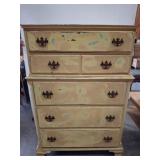 Distressed Five-Drawer Wooden Chest