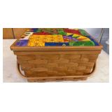 Wooden Sewing Box with Assorted Supplies
