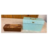 Wooden Box and File Box with Craft Supplies