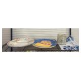 Decorative Plates, Candle Holder, and Cloth Napkin