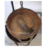 Lodge Cast Iron Skillets with Visible Wear