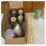 Craft Supplies with Jars and Rolls