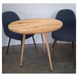 Wood Table with Two Upholstered Chairs