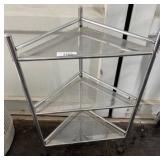 Metal Corner Shelf with Three Perforated Tiers