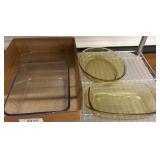 Glass Bakeware Including Clear and Amber Pieces