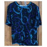Laurence Kazar Beaded Silk Top