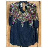 Denise Lillie Black Silk Embellished Top