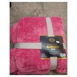 Pink Shiny Velvet King Blanket by Hotel Signature