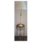 Brass Table Lamp with Pleated Shade