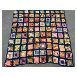Crocheted Granny Square Blanket in Multicolor