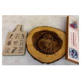 Decorative Wood Items and Wall Thermometer