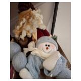 Decorative Santa and Snowman Plush Figures