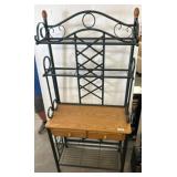 Metal and Wood Bakers Rack with Drawers