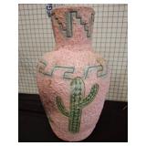Pink Ceramic Vase with Cactus Motif