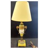 Table Lamp with Green Onyx and Brass Base