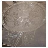 Pressed Glass Bowl and Leaf-Shaped Platter