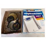 Box Lot With Cast Iron Trivets and Digital Scale