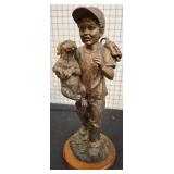 Bronze-Finished Boy Sculpture, 17" Tall