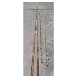 Vintage Wooden and Metal Fishing Rods