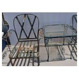 Metal Patio Chair and Table Set with Glass Top