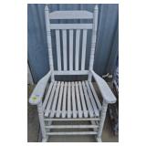 White Wooden Slatted Rocking Chair