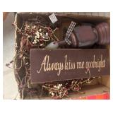 Decorative Box Lot With Lamp and Garland