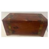 Wooden Hinged Storage Box with Decorative Trim