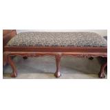 Upholstered Bench with Carved Wood Frame