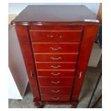 Wooden Jewelry Armoire with Mirror and Drawers