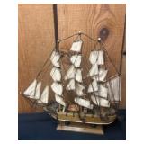 Wooden Ship Model with Fabric Sails