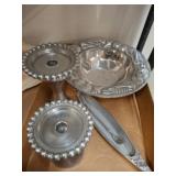 Aluminum Serving Bowl and Candle Holders Set