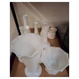 White Milk Glass Vases and Containers
