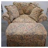 Floral Upholstered Chair and Ottoman