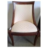 Wood-Framed Chair with Cream Upholstery