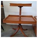 Two-Tier Wooden Stand with Pedestal Base