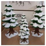 Heritage Village Porcelain Pine Trees with Boxes