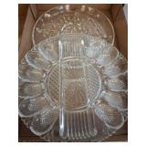 Two Pressed Glass Divided Serving Trays