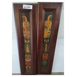 Framed Totemic Carved Wood Panels