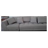 Gray Upholstered Sofa with Throw Pillows