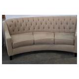 96in Beige Upholstered Curved Tufted Sofa