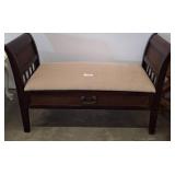 Wood Bench With Twisted Accents and Drawer