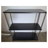 Three-Level Black Wood and Metal Shelf Unit