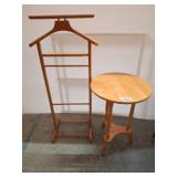 Wood Valet Stand and Round Side Table