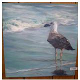 Seaside Bird Painting on 24x24 Canvas