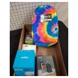 Electronics and Tie-Dye Backpack Lot