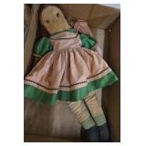 Cloth Rag Doll with Pink and Green Dress