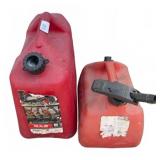 Two Red Plastic Gasoline Fuel Cans